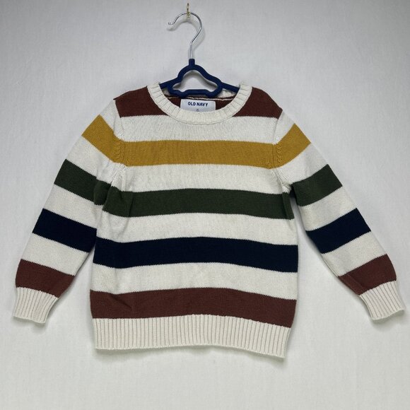 Old Navy Knit Sweater Toddler Size 3t Striped 100% Cotton - Picture 1 of 6